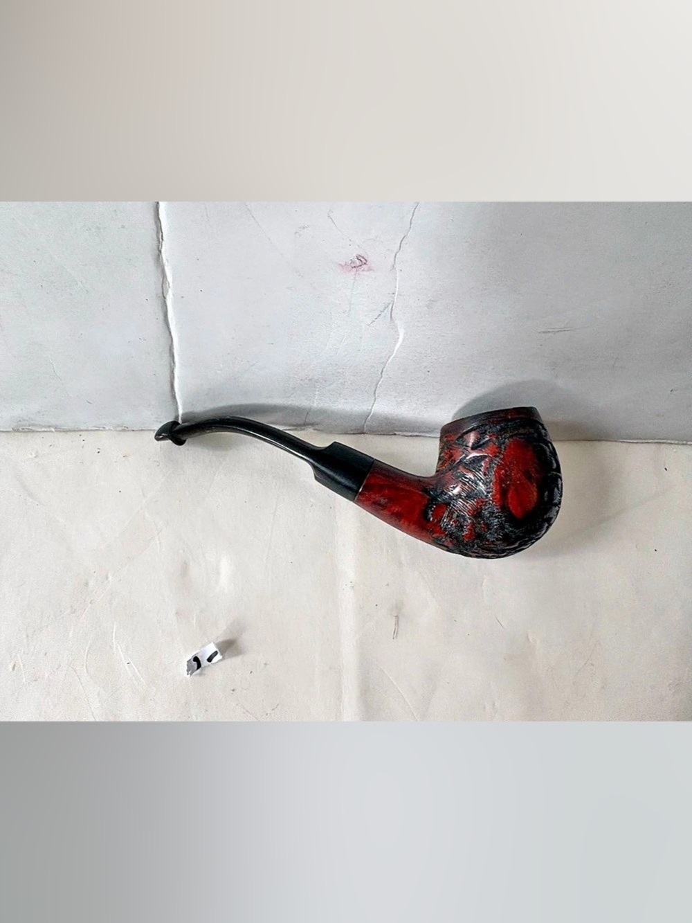Carved Wood Smoking Pipe Brown & Black